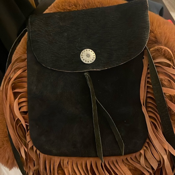 Boho suede calf skin/Leather fringe purse - Picture 4 of 8